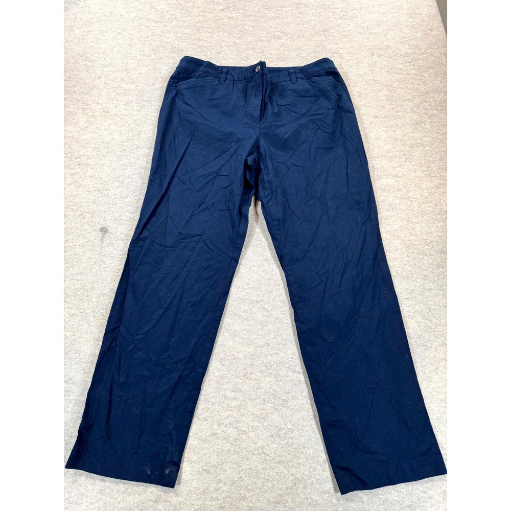 Talbots The Perfect Chino Pants Womens 16 Blue Twill Cotton Stretch Flat Front